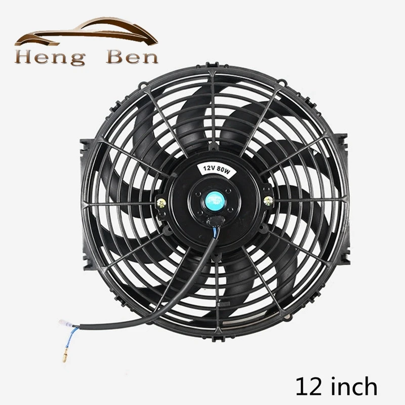 

12" INCH ELECTRIC FAN KIT OIL COOLER RADIATOR AUTOMOTIVE UNIVERSAL SLIM COOLING 12V 80W