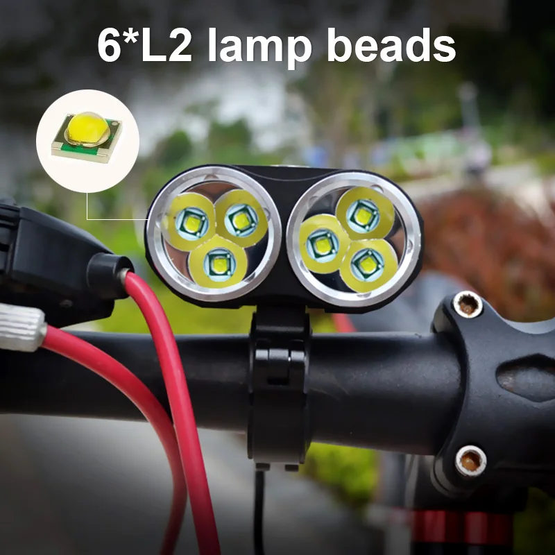 Bright 10000 Lumen XM-L 6*L2 LED Head Front Bicycle Bike HeadLight Lamp Light Headlamp Rechargeable Battery with Charger