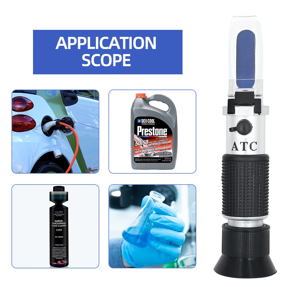 Cầm Tay Ô Tô Chống Đông Khúc Xạ Động Cơ Chất Lưu Glycol Điểm Pin Xe Đóng Băng ATC Máy Công Cụ Với Hộp 49%