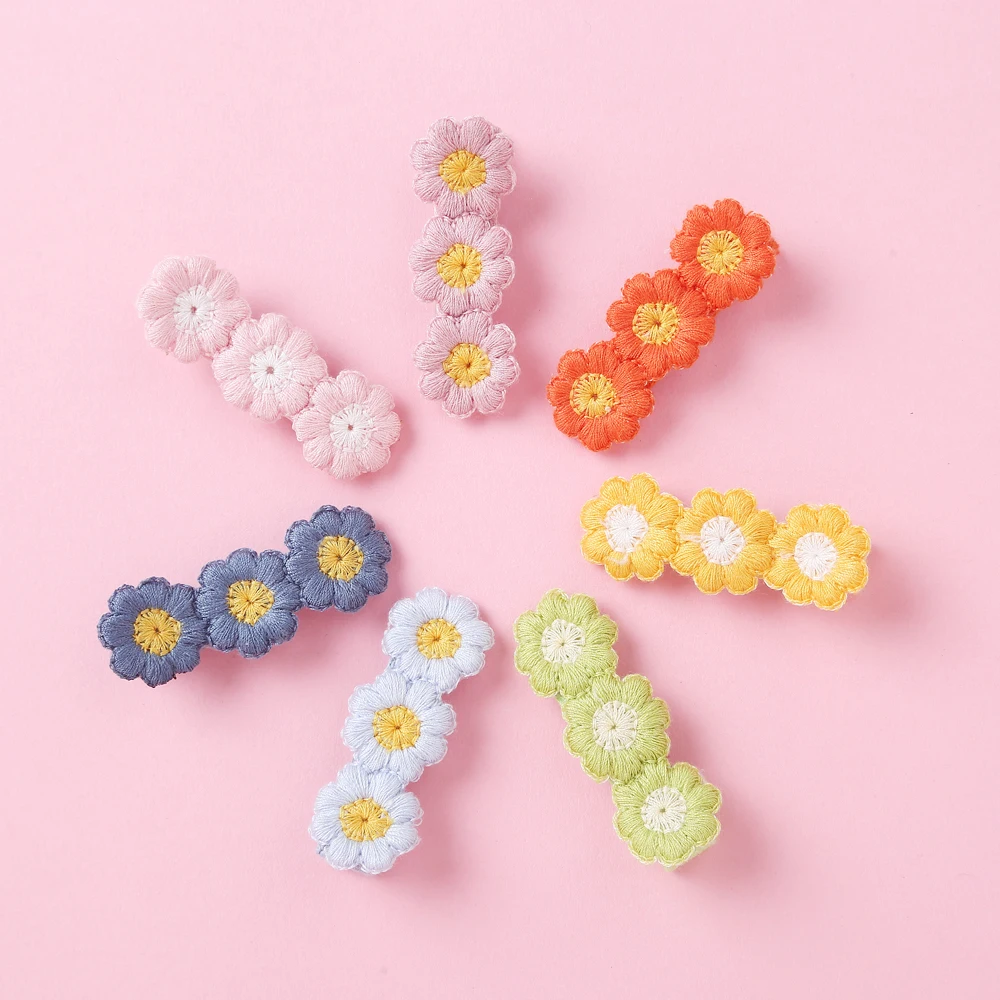 Knit Floral Baby Girl Hair Clip mini-flower Hairpins for chirdren Baby Hair Accessories Cute Barrettes Hair Band Child Gifts