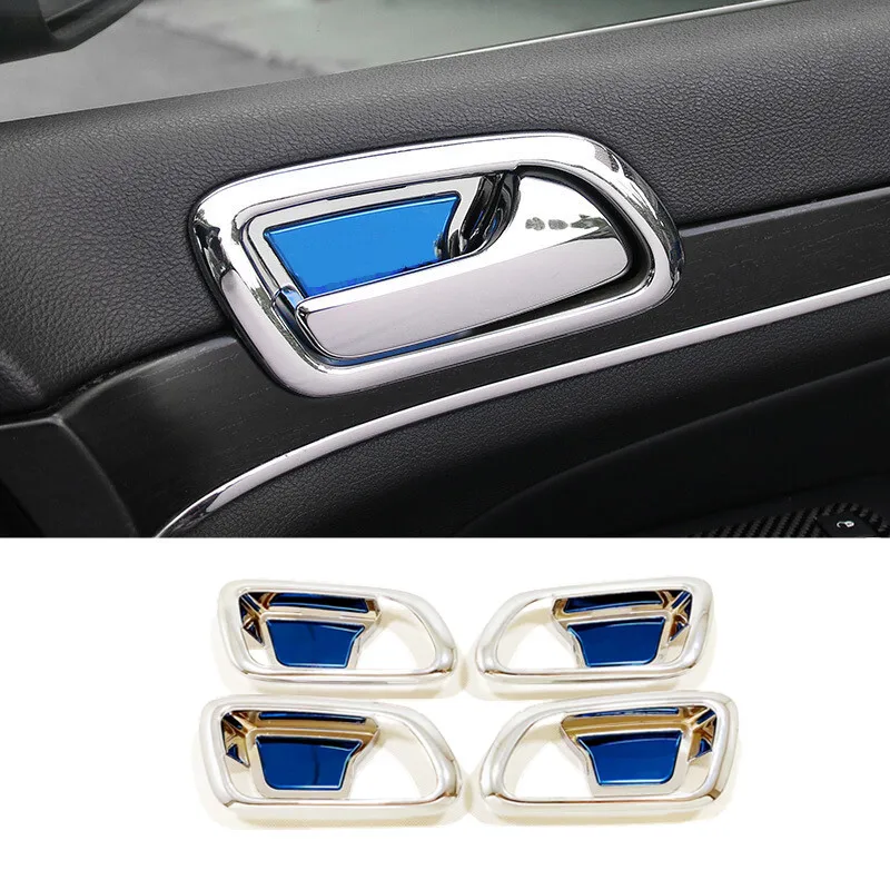 For Jeep Grand Cherokee 2014-2018 Accessories ABS Chrome/Carbon fiber Car Door Inner Handle Bowl Frame Cover Trim Car Styling