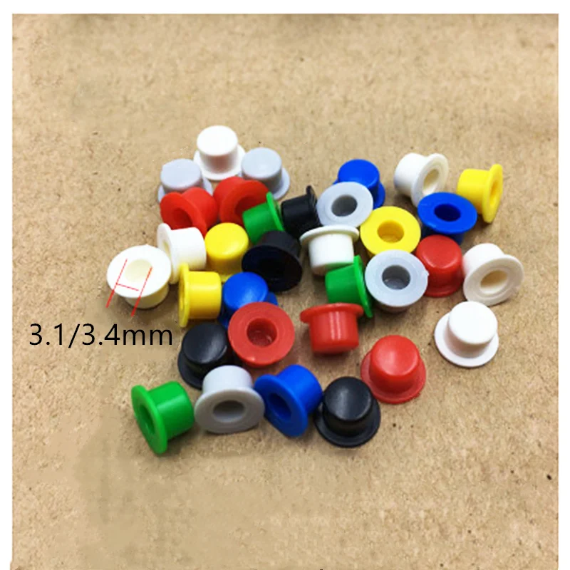 100PCS 6*6 Tact Switch A101 Button Switch Round Caps Push Key Cap Size 4.5mm*7.4mm inner diameter  3.1 / 3.4mm