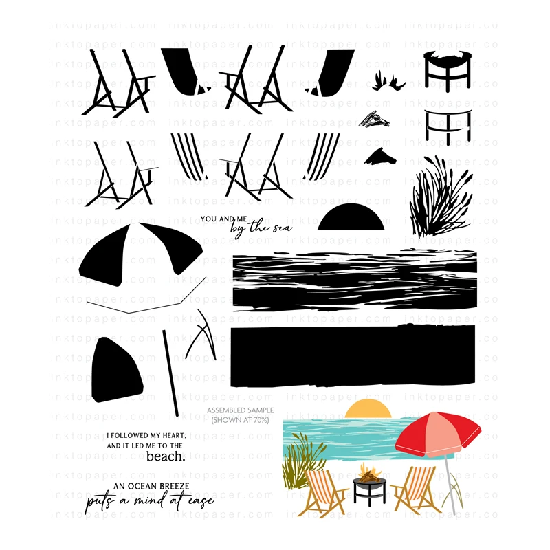 

New 2021 Metal Cutting Dies for Scrapbooking Paper Making Rest by the Sea Embossing Frames Card Craft Clear Stamps Set