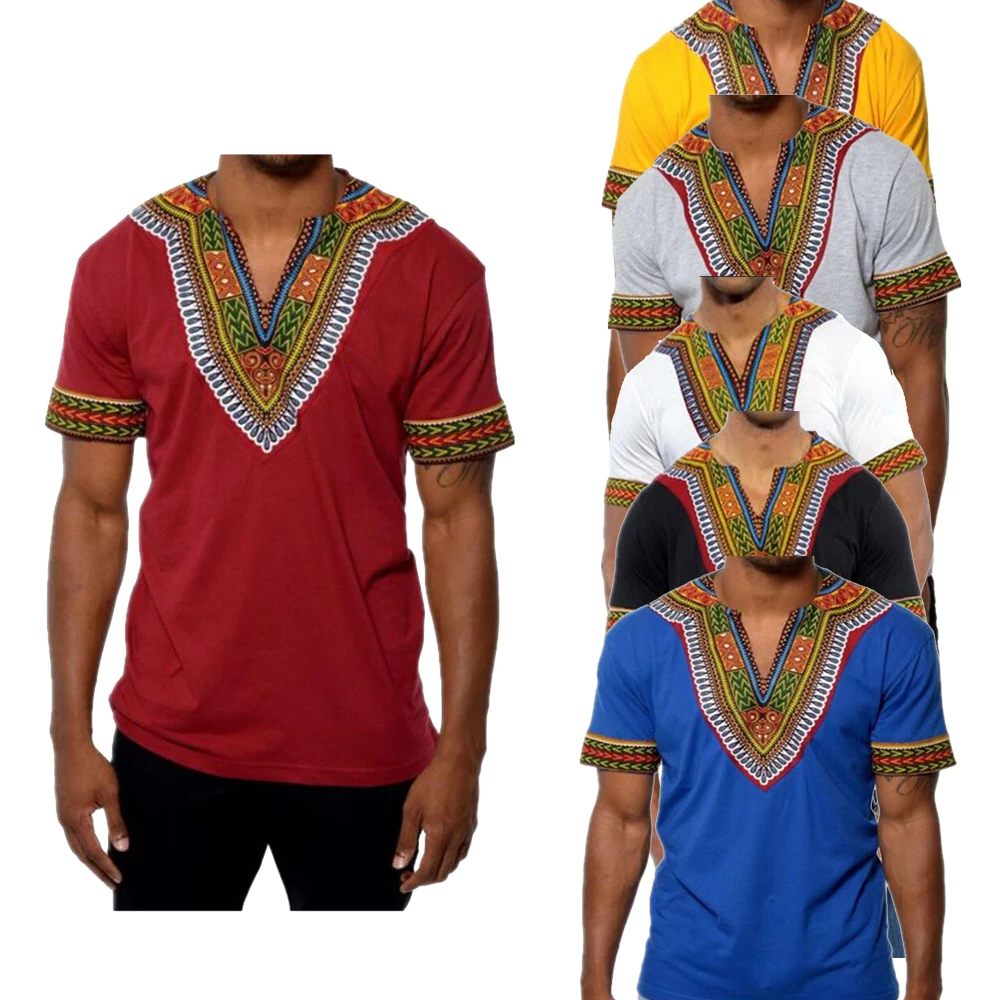 Fashion Mens African Clothes Tops Tee Shirt Africa Dashiki Dress Clothing Casual Short Sleeve T Shirt for Men Plus Size S-4XL