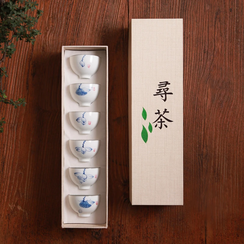 |Hand-painted ceramic sample tea cup set pu-erh tea cup of small, individual cup masters cup jingdezhen kung fu tea set