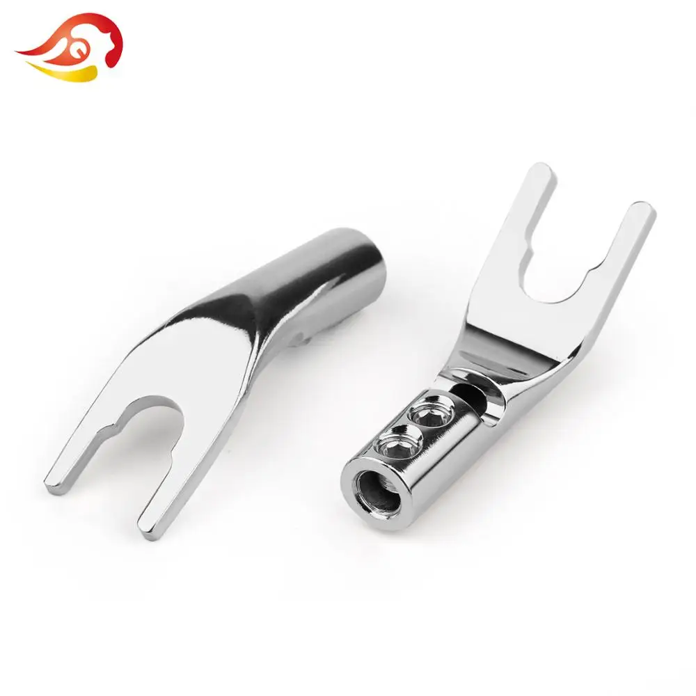 QYFANG Banana Plug Solder Wire Connector U/Y Gold/Rhodium Plated Copper Spade Speaker Audio Jack Screw Fork HiFi Connector Plugs