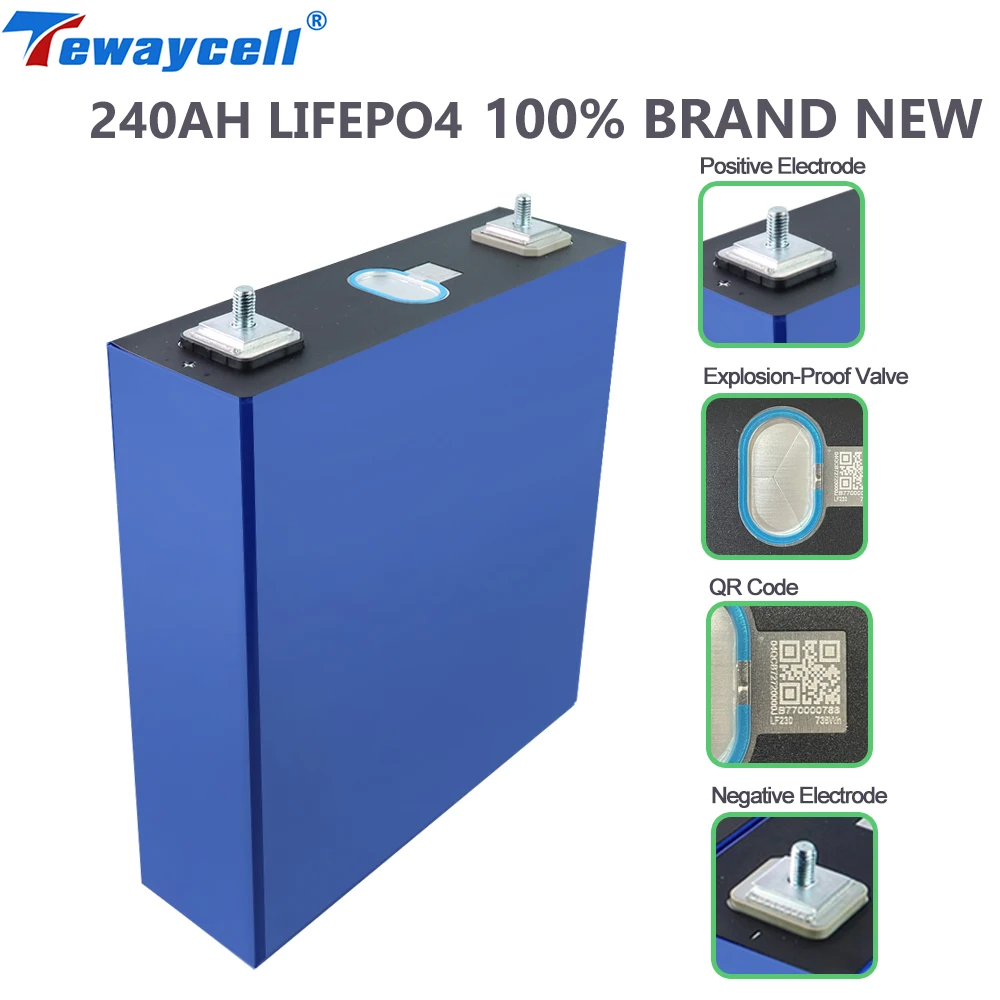 Grade A 240Ah lifepo4 12V 24V 48V Rechargeable battery pack 3.2V 230AH Lithium Iron Phosphate Prismatic Solar EU US TAX FREE