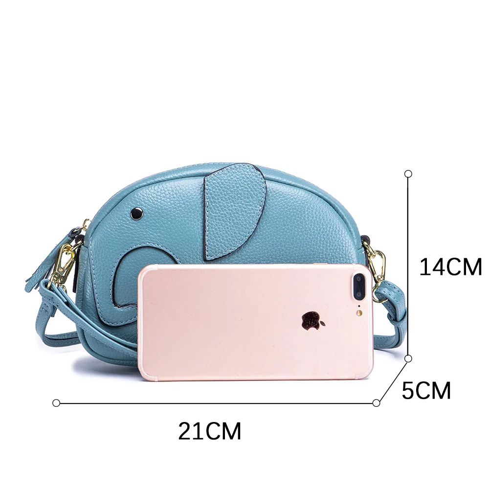 Zency Soft Cowhide Leather Handbag New Design Elephant Women Crossbody Bag Shopping Outdoor Card Holder Phone Pocket Cluth Purse