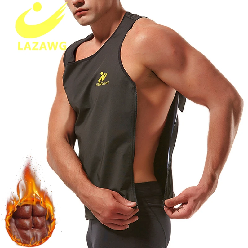 

LAZAWG Waist Trainer Sweat Sauna Shirt Slimming Thermo Body Shaper Zipper Fitness Short Sleeve Gym Suit Workout Shirt Tank Top