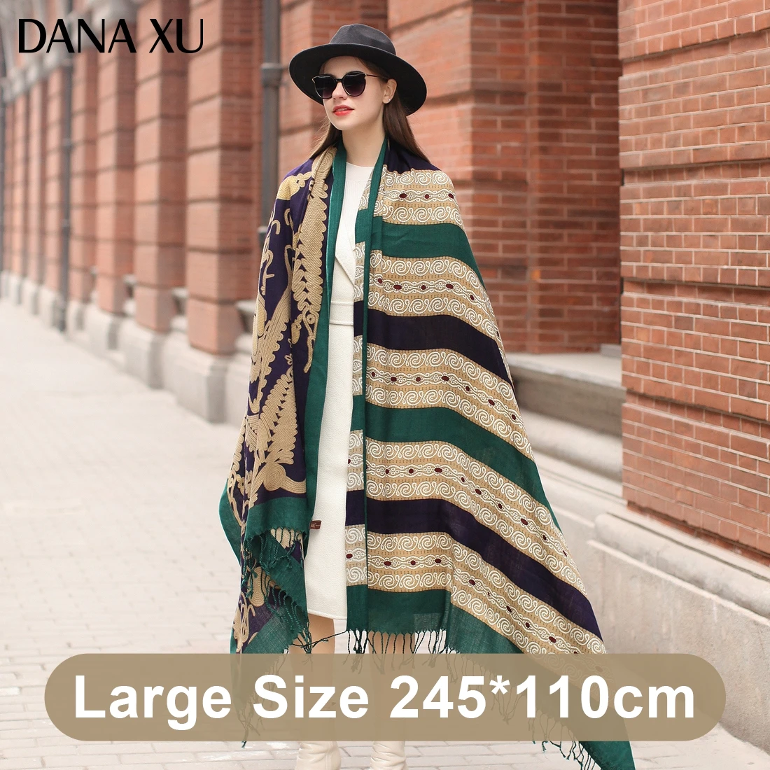 DANA XU Bufanda Mujer Wool Poncho Head Women Lady Warm Shawl Stoles Bandana Scarf Hijab Luxury Brand Pashmina Winter 2021