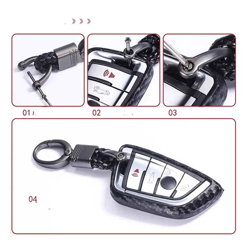 Carbon fiber Key Case for car For BMW X5 F15 X6 F16 G30 7 Serie G11 X1 F48 F39 Car Shell Car-StylingKey Protection keychain