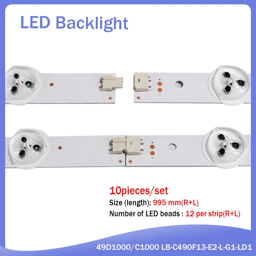 

LED Backlight strip 12 lamp For LED49C1000n 49D1000/C1000 LB-C490F13-E2-L-G1-LD1 LD2 SE1 SE2 RF-AC490E30-0601R-01 0601L