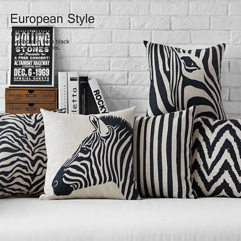 Nordic Black White Zebra Pillow Cover Leopard Geometric Cushion Home Decorative Office Sofa PillowCase