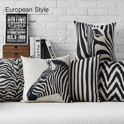 Nordic Black White Zebra Pillow Cover Leopard Geometric Cushion Home Decorative Office Sofa PillowCase