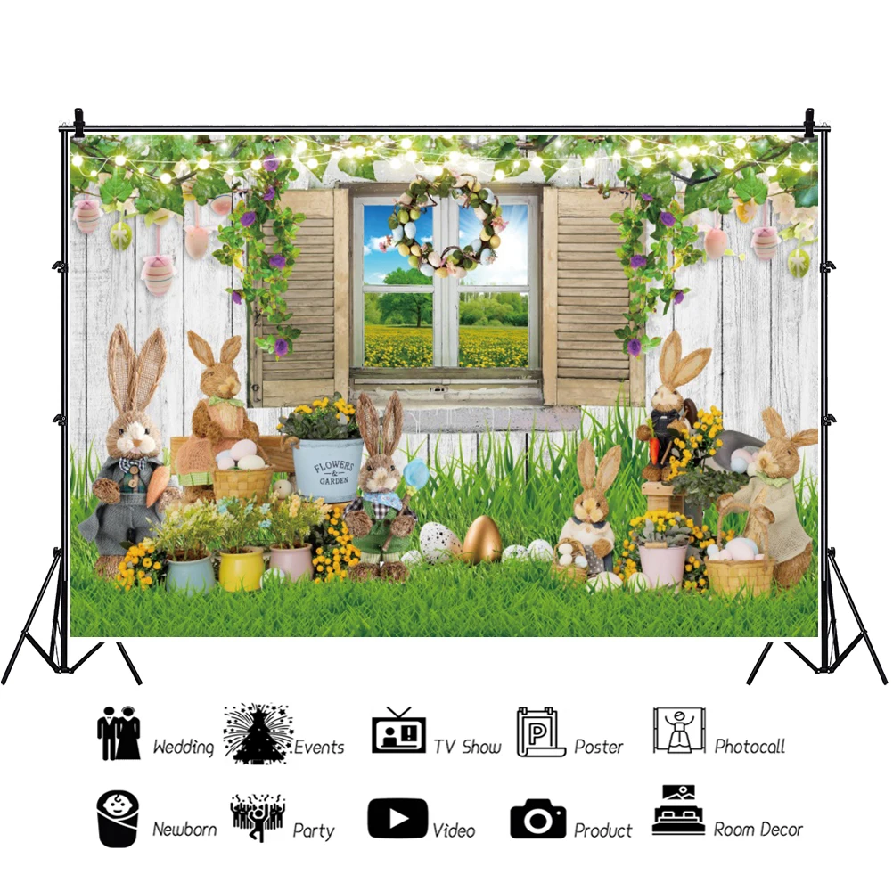 ฤดูใบไม้ผลิ Easter Bunny ไข่การถ่ายภาพฉากหลัง Baby Shower Decor พรรค Photocall ภาพพื้นหลัง Photophone Photo Studio
