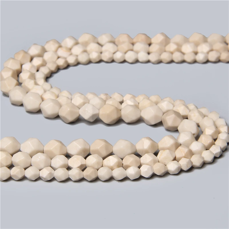 Natural Beige Color Stone Faceted Stone Jaspers Spacers Loose Beads DIY Charms Bracelets Accessories for Jewelry Making