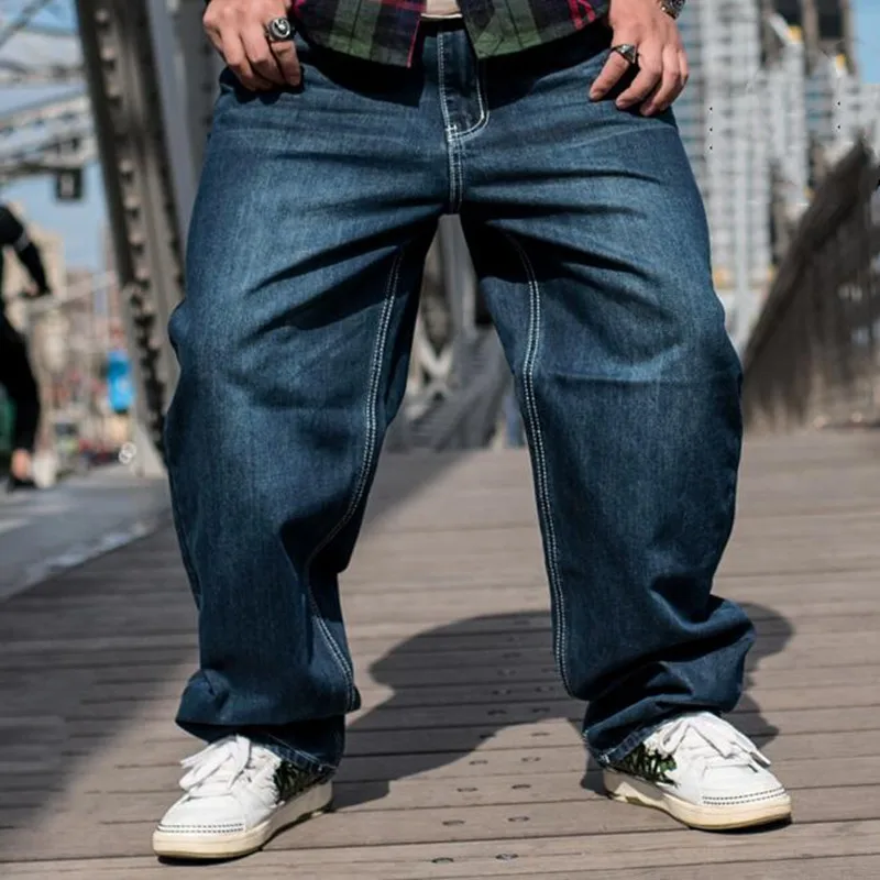 Plus Size Jeans Men's Denim Pants Mens Loose Straight Jeans Trousers Seasons Casual Cowboy Men Bottoms