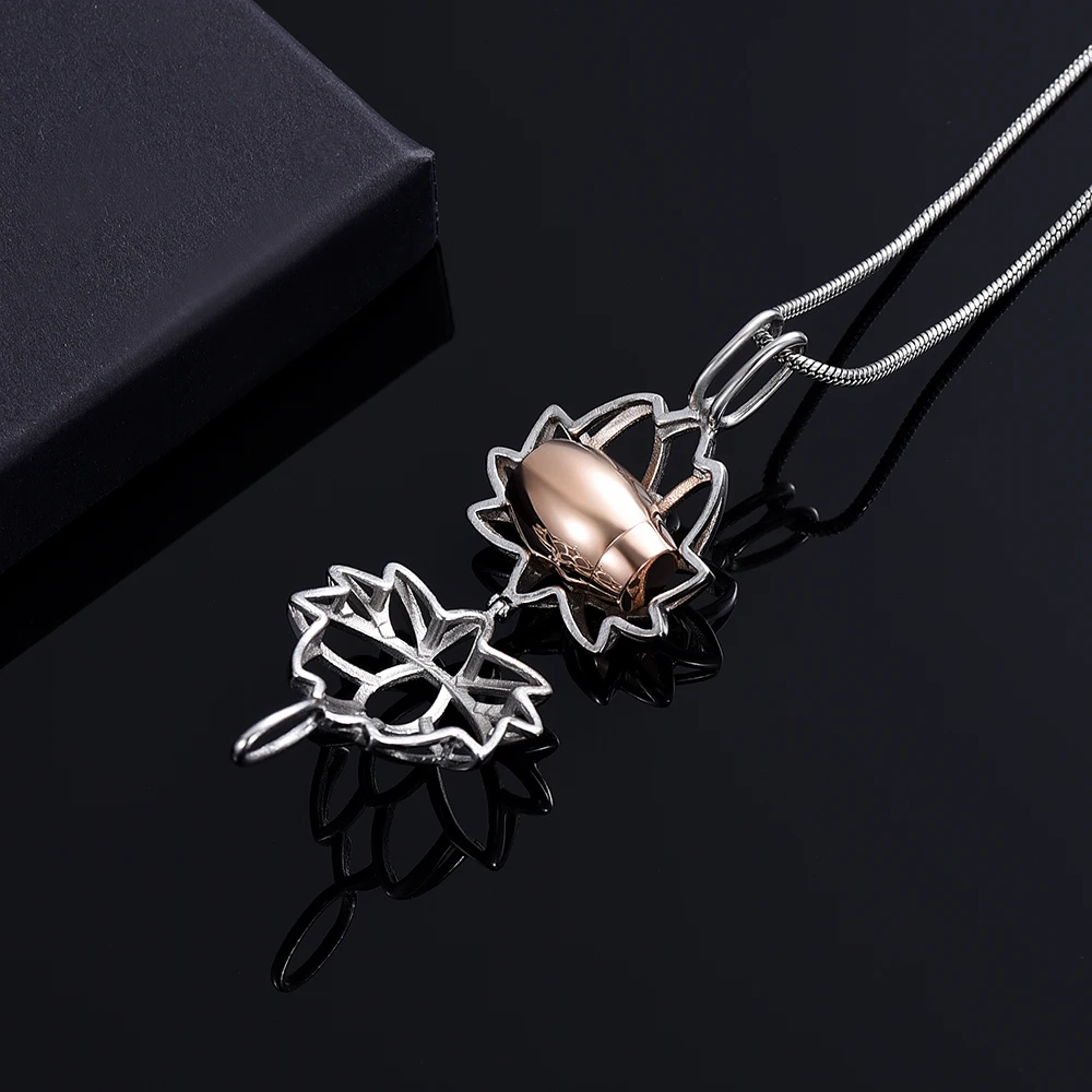 

Cremation Jewelry Lotus Flower Shape Urn Pendant Necklace with Hollow Urn Cremation Jewelry for Ashes