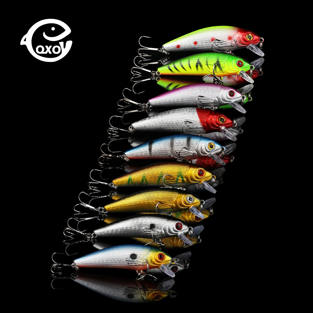 QXO 10pcs/lot 9g 7.5cm Minnow Lure Metal Winter Hard Lipless crankbait Goods For Fishing Jig Savage Wobbler Ice Duck Shrimp Shad