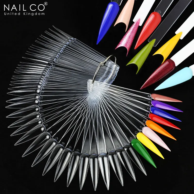 NAILCO 50pcs/Set Color Chart Palette False Nail Varnish Color Showing UV Gel Polish Chart Tool Nails Tips Showing Card Shelf