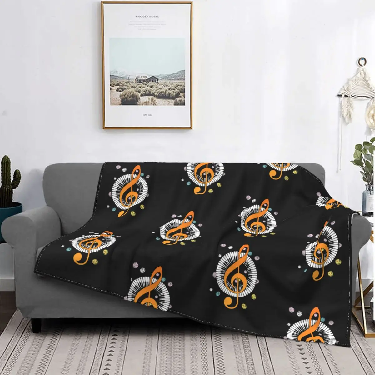 

Treble Clef Piano Player Pianist Grand Piano Blankets Fleece Decoration Throw Blankets for Bedding Bedroom Plush Thin Quilt