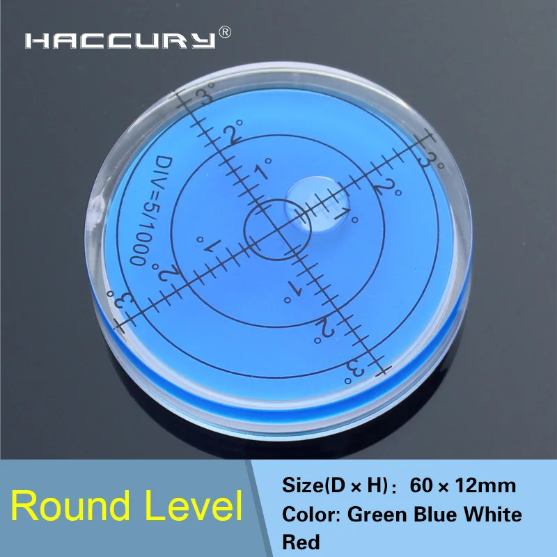 HACCURY 60*12mm Circular Bubble Level Spirit level Round Bubble level Universal Protractor