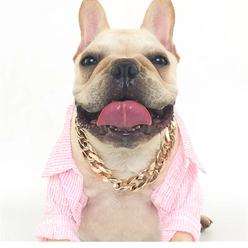 Pet Dog Cat Gold Necklace Collar Gold P Chain Dress Up Decoration Gift For Dogs Fighting Dog Accessories Jewelry Photo props