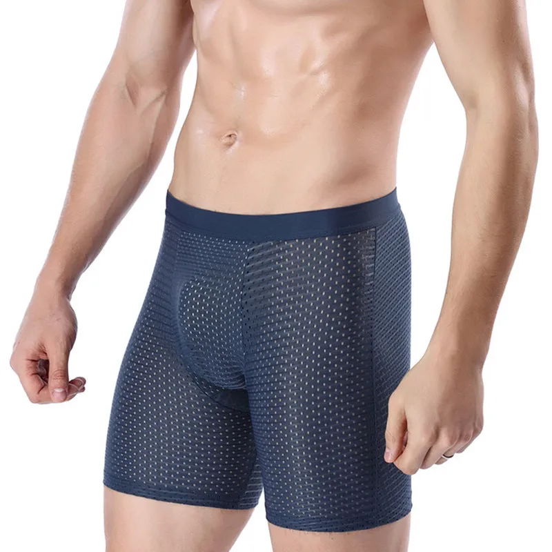 4 paket erkek şort buz ipek konfor nefes külot örgü uzun bacak kısa viskon iç çamaşırı erkekler pantolon iç çamaşırı hediye