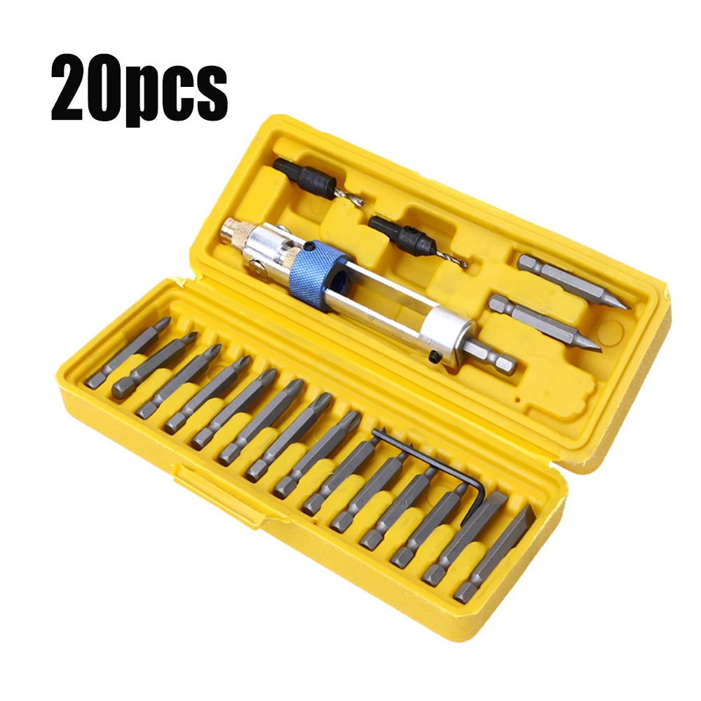 

20Pcs Half Time Drill Multi Screwdriver Sets High Speed Steel 16 Different Kinds Head Countersink Bits Allen Wrench