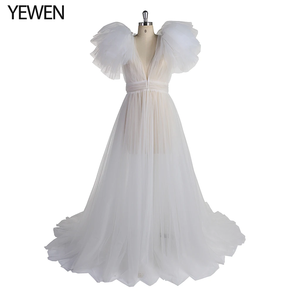 Elegant Soft Tulle Maternity Dresses Sleeveless Puffy Long Sexy See Through Custom Made Tulle Maternity Robes For Photography