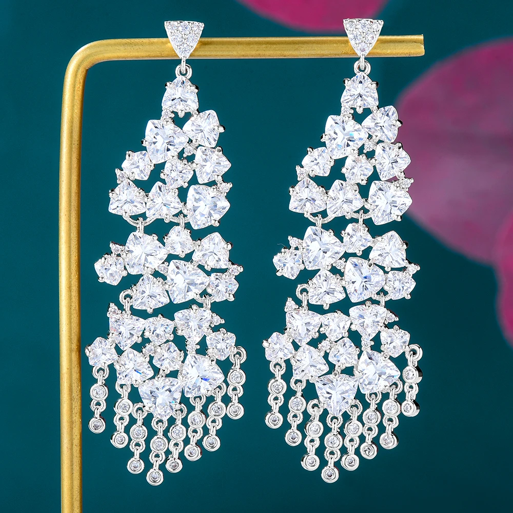 KellyBola New Fashion Luxury High Quality Geometric Triangle Zircon Pendant Earrings Women's Party Daily Anniversary Jewelry