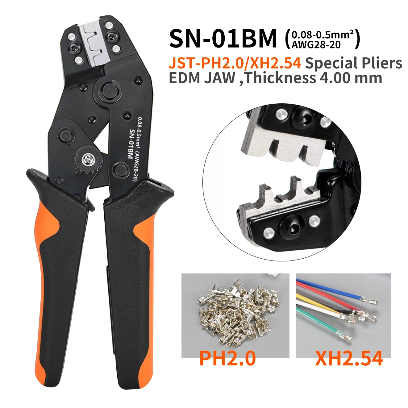 SN-01BM Clamp Tool XH2.54/PH2.0 Wire Crimping Pliers 2P,3P,4P,5P Pins and Housing Jst Terminals Kit Mini Connector Crimper