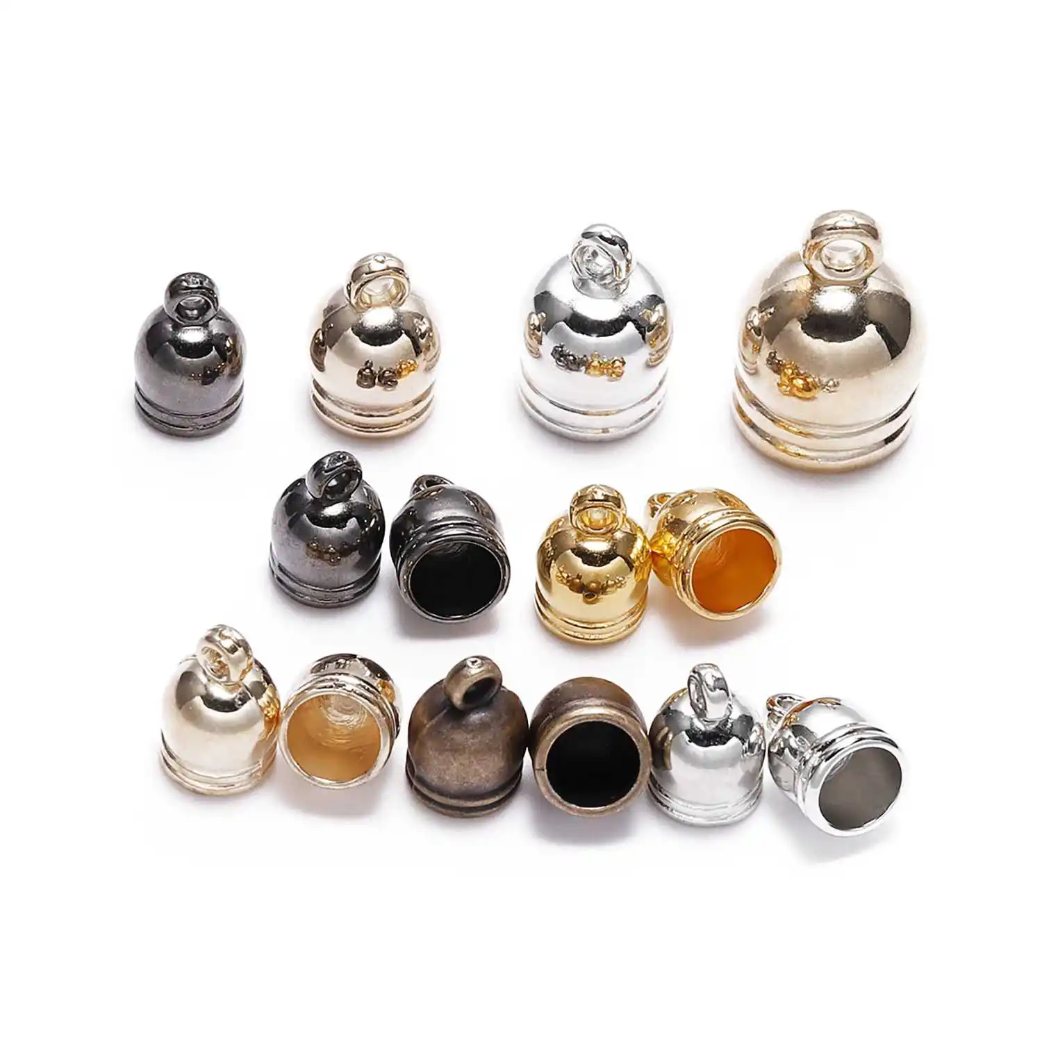 

50pcs Large Hole Cord End Caps, Tassel End Tips for 3-8mm Thick Ropes, Jewelry Findings for DIY Tassel Keychain