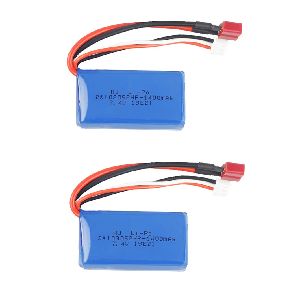 

7.4V 1400mAh 103052 Lipo battery T Plug for A959-B A969-B A979-B K929-B RC Truck cars spare parts 7.4V 25C RC toy battery