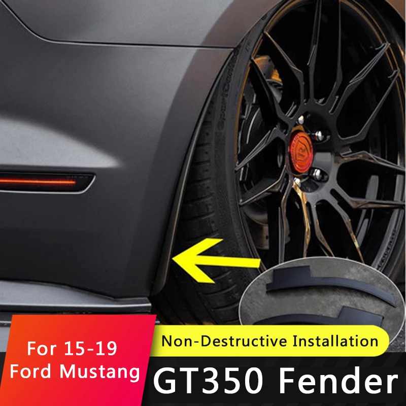 QHCP Fenders PP Plastic Black 1Pair Car Mud Flaps Splash Guards Rear Wheel Mudguards For Ford Mustang 15-22 Exterial Accessories