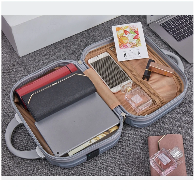 14in Cosmetic Case Luggage Small Travel Portable Pouch Carrying Box Multifunctional Suitcase for Makeup