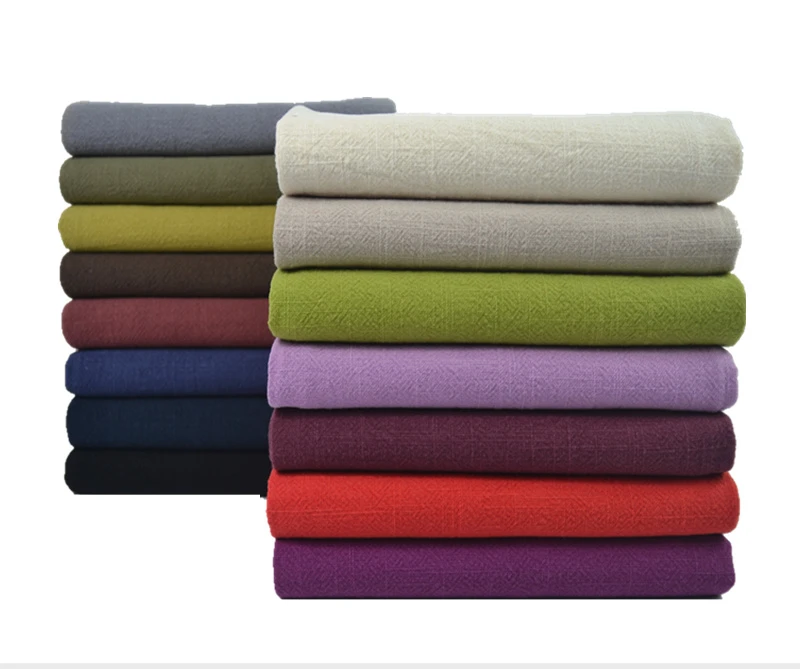 Width 51'' Autumn Winter Thickened Solid Color Slubby Cotton Linen Fabric For Jacket Trousers Tang Costume Material