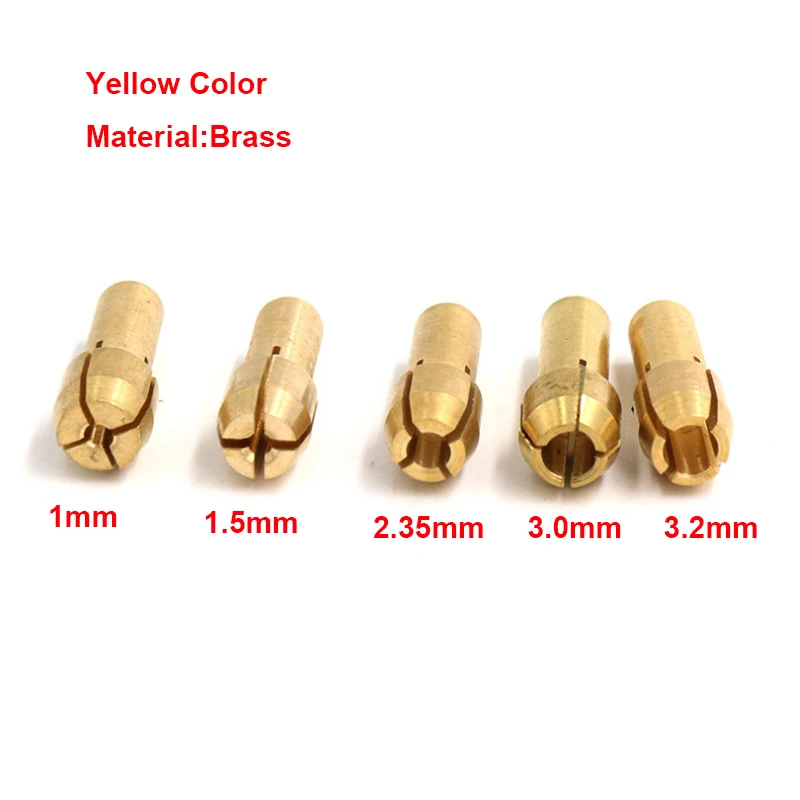 10 Buah Gerinda Elektrik Chuck Bor Elektrik Mini 0.5-3.2Mm Perak/Warna Kuning M7/M8 Kacang untuk Penggiling Listrik