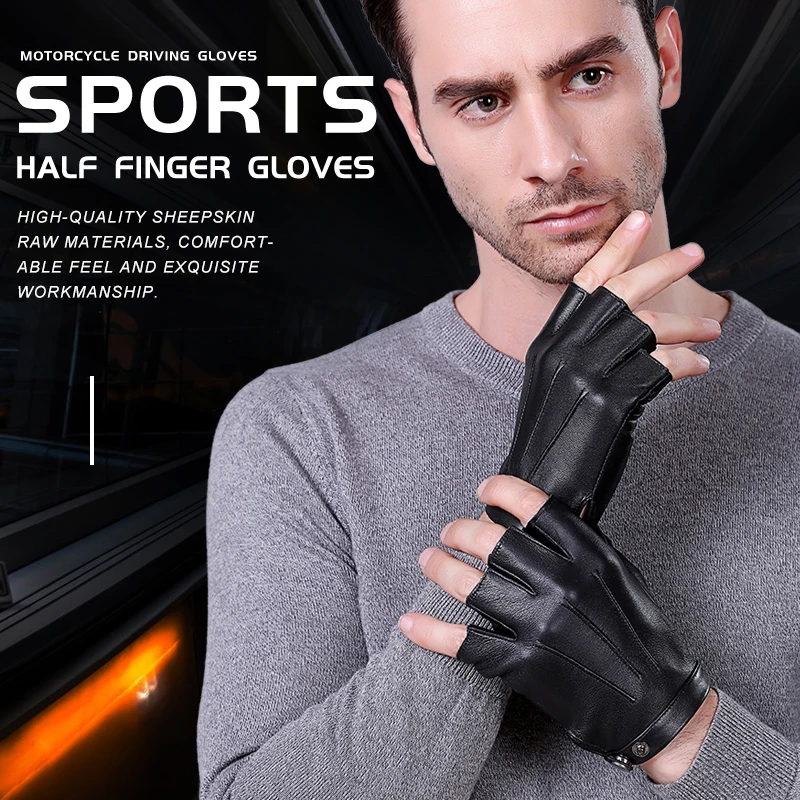 New men\'s Leather tactical gloves outdoor sports protection Breathable Ride Non-slip air gun Motocross dancing fingerless gloves