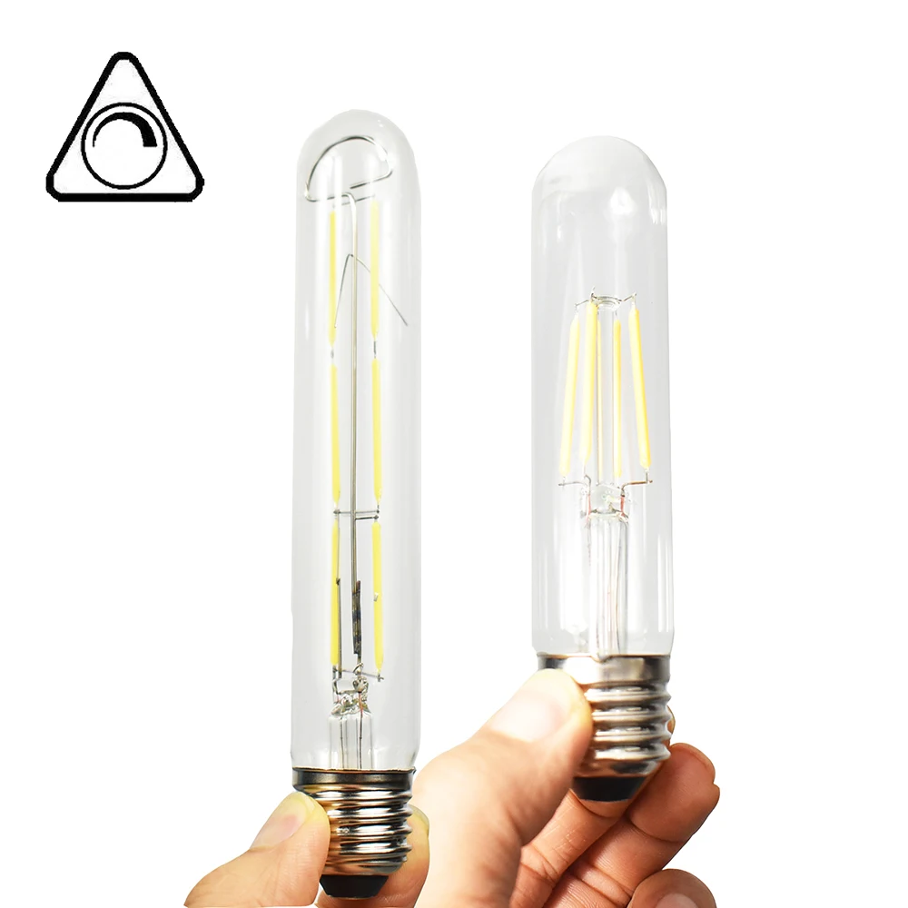 120V Dimmable T30 Bulb Lamp 3000K 4000K 6000K Depth Dimming Slim Tubular LED Filament Edison Style 4W 6W Shop Light Decoration