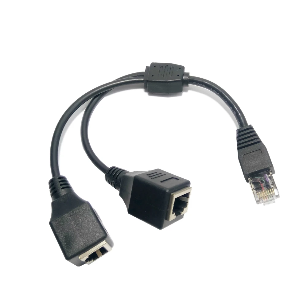 1 Male to 2 Female 2 Ways RJ45 Ports Ethernet Network Splitter Connector Extension Cables Router LAN Double Ports Plug Adapter