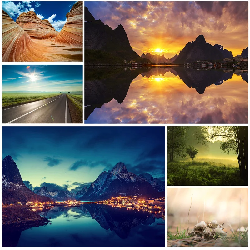 Natural Scenery Photography Background Spring Landscape Travel  Photo Backdrops Studio Props 2196 SSL-04