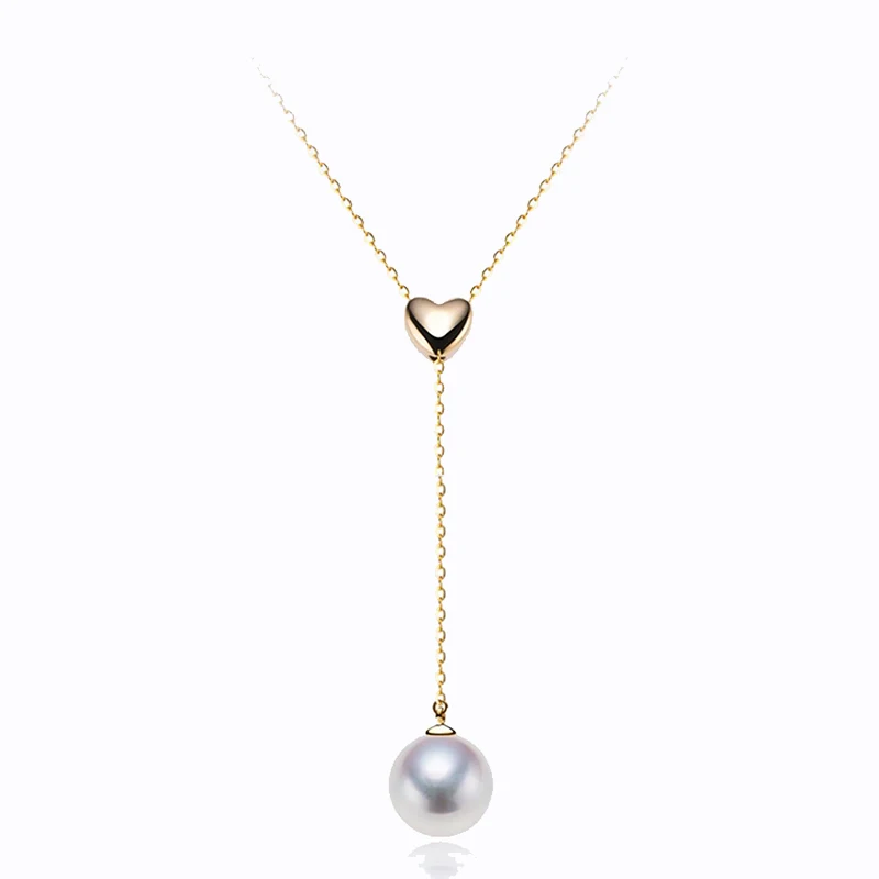 Sinya Cute Multifunctional Pearl Pendant 18k Au750 Gold Necklace for Women Girls Lover Wear Length Can Adjustable