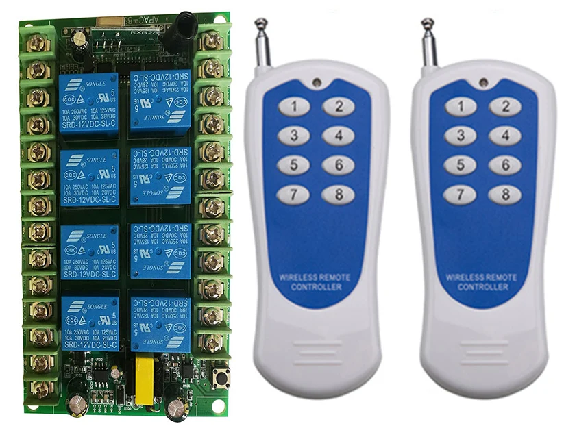 500m AC 220V 8 Channels 8CH RF Wireless Remote Control Switch Remote Control System receiver transmitter 8CH Relay 315/433 MHz