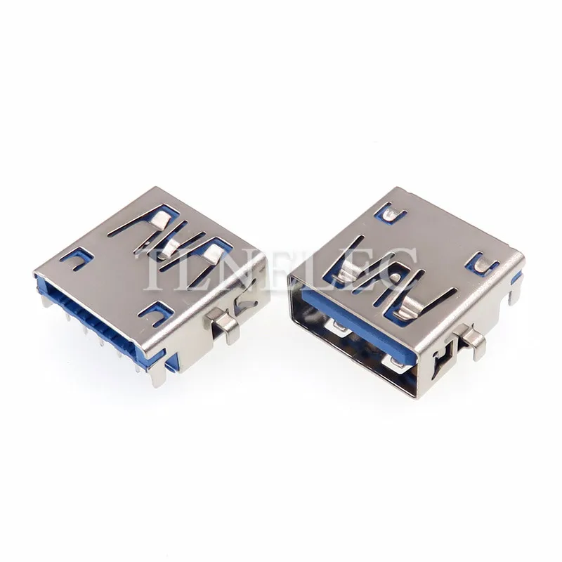 5pcs Type A USB 3.0 High Temperature Resistance Plug Interface Connector 9 Pins Flat Edge Insert Port Socket Blue Plastic Core