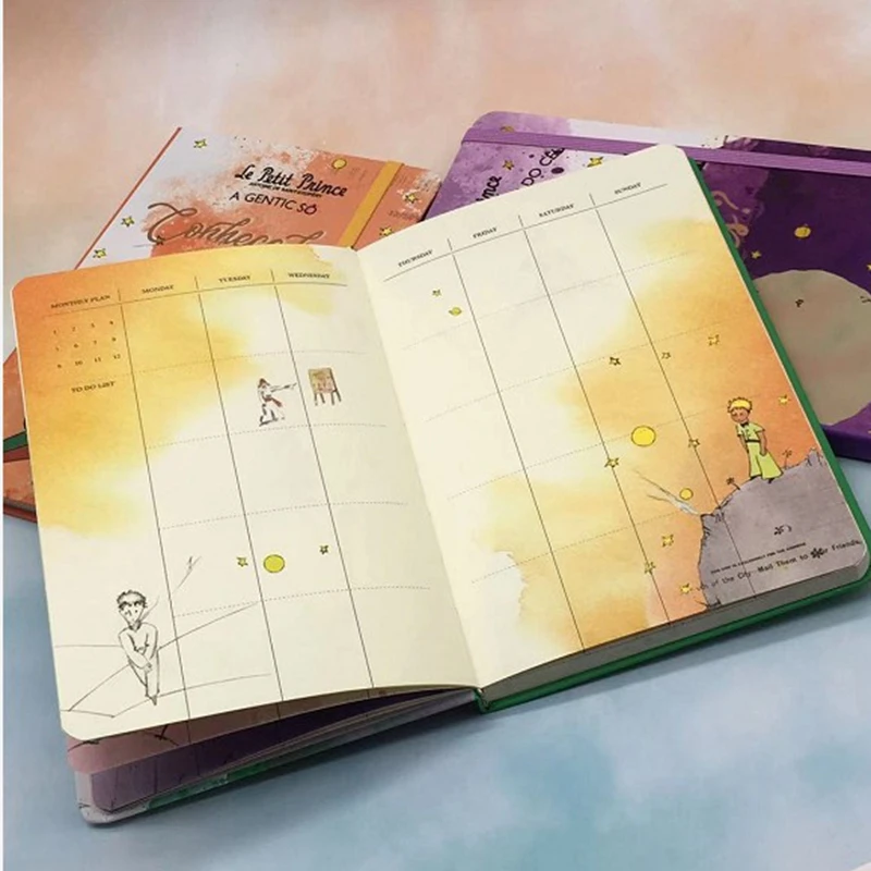 New Little Prince Planner Vintage Hardcover the Diary Notebook with Monthly/Weekly Planner Schedule Journal School Gift