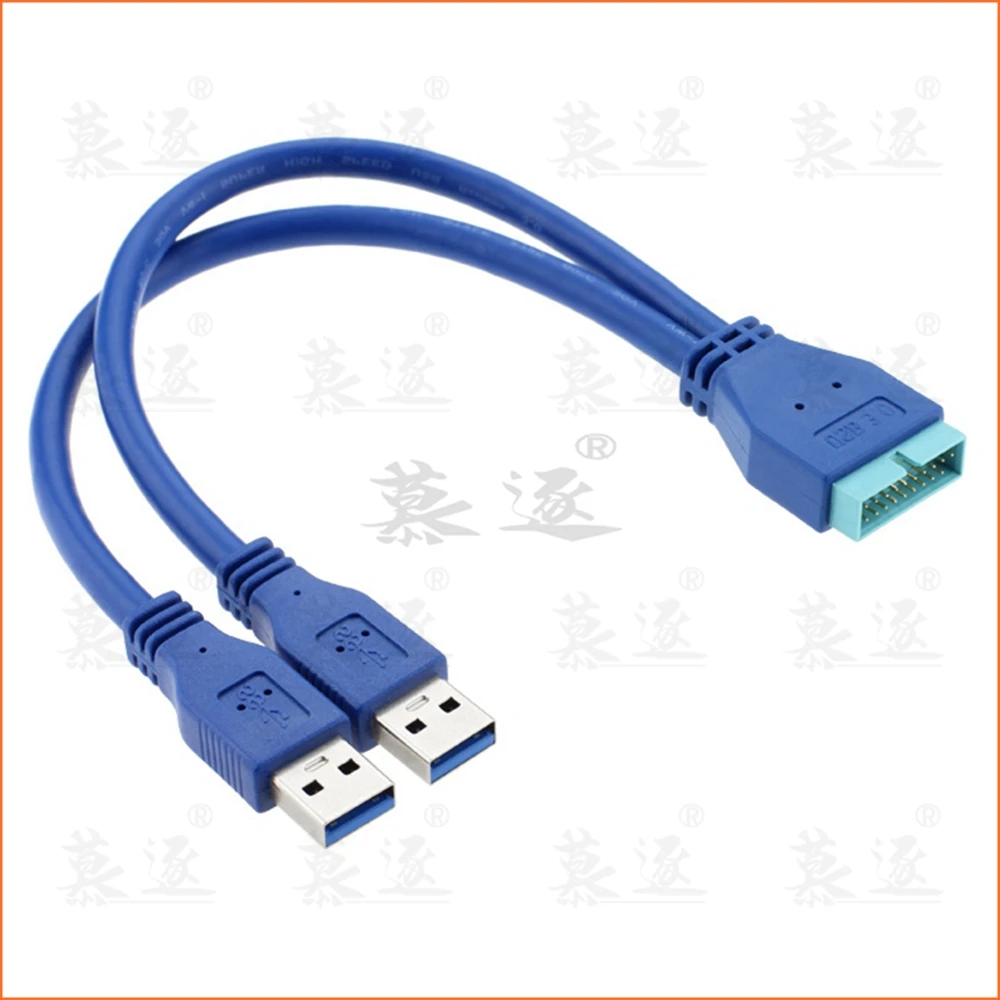 Dual 2 Port USB3.0 USB 3.0 A Male to Motherboard Mainboard 20Pin Cable Adapter 19 Pin USB Extension cable
