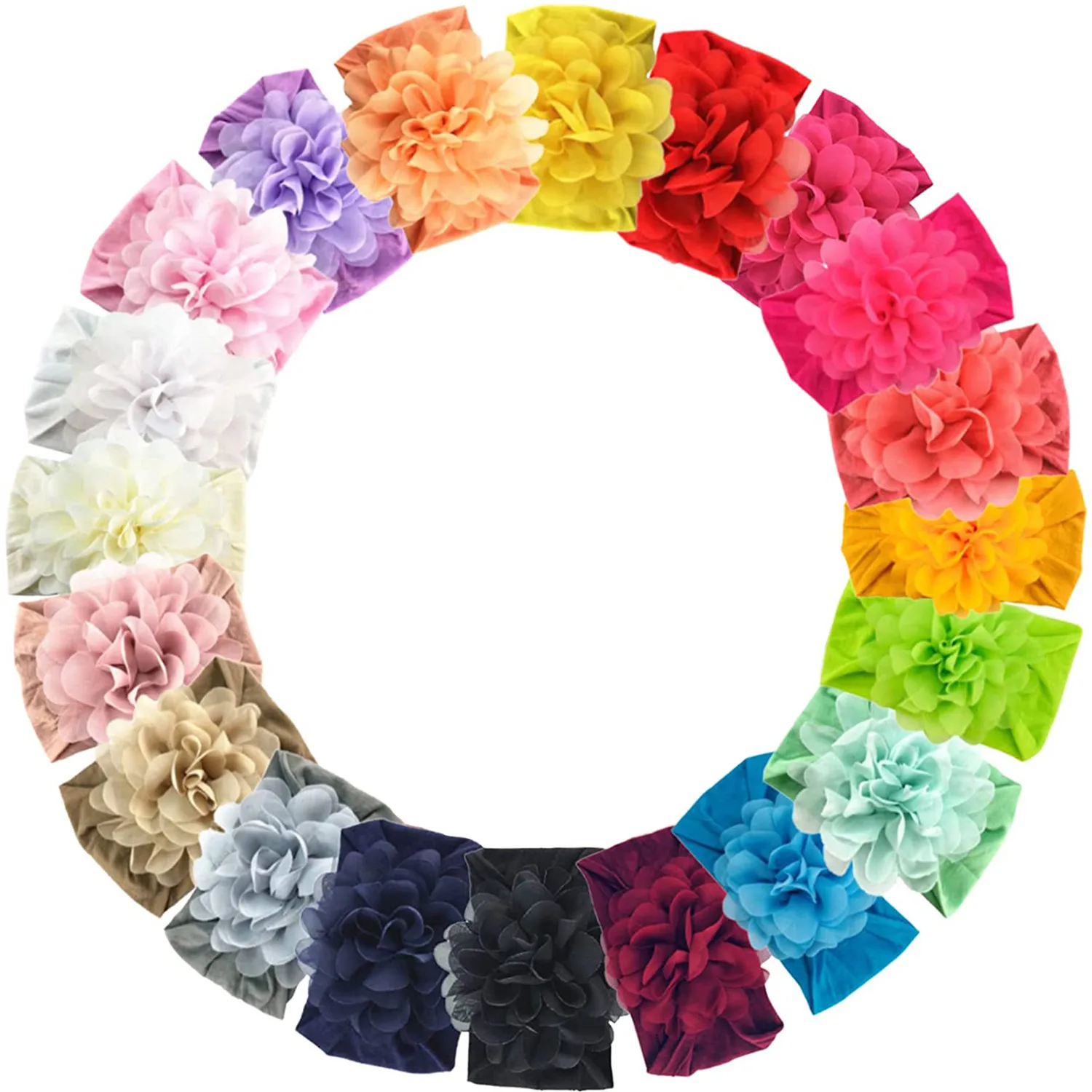 15 Pack Baby Headbands Hairbands Big Chiffon Flower Elastics Bands for Baby Girls Newborn Infant Toddlers Kids