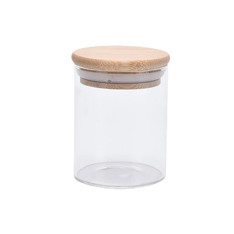 Glass Jar With Bamboo Lid Sealed Canister Food Storage Bottles Container Storage  Snacks Storage Bottles Candy Storage Jars