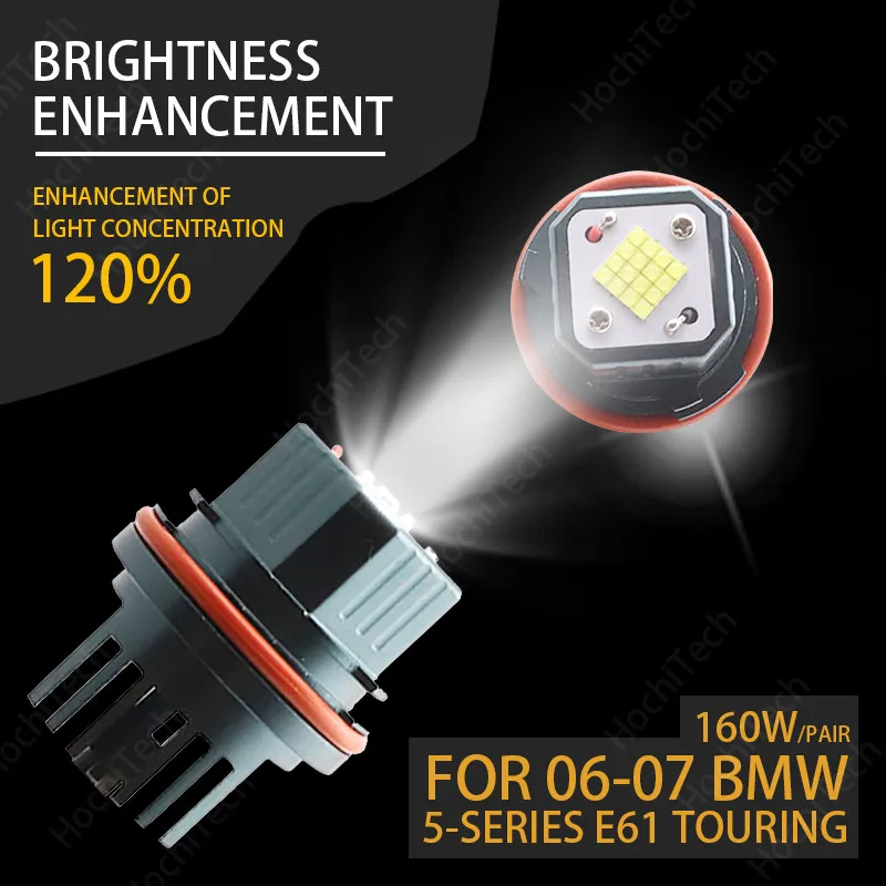 

6000K 80W White LED Lights Angel Eyes Ring Marker Bulbs for 06-07 BMW 5-series E61 Touring 530xi Super Bright